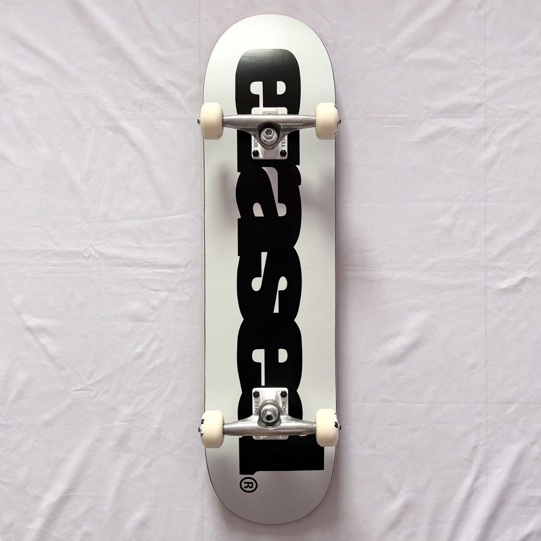 Erased “Classic White” 8.0” x 31.4” / 8.25” x 31.5” Custom Skateboard Complete