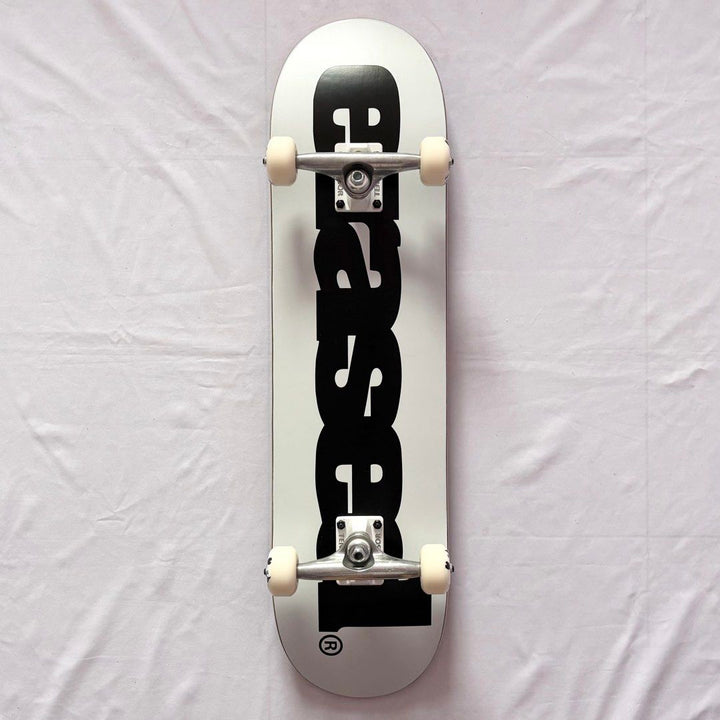 Erased “Classic White” 8.0” x 31.4” / 8.25” x 31.5” Custom Skateboard Complete