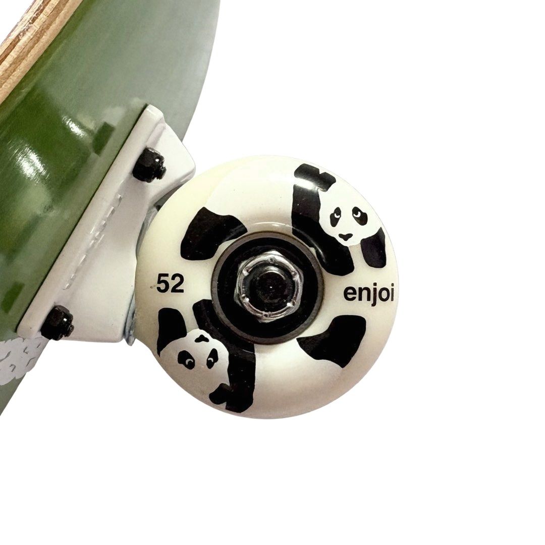 Erased “Glow Green” 8.25” x 31.5” Custom Skateboard Complete — wheel close-up