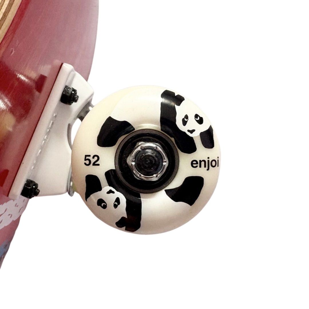 Erased “Glow Red” 8.0” x 31.4” Custom Skateboard Complete — wheel close-up