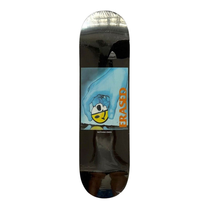 Erased “Nothing Ends” 8.0” x 31.4” / 8.25” x 31.5” Skateboard Deck — underside graphic view