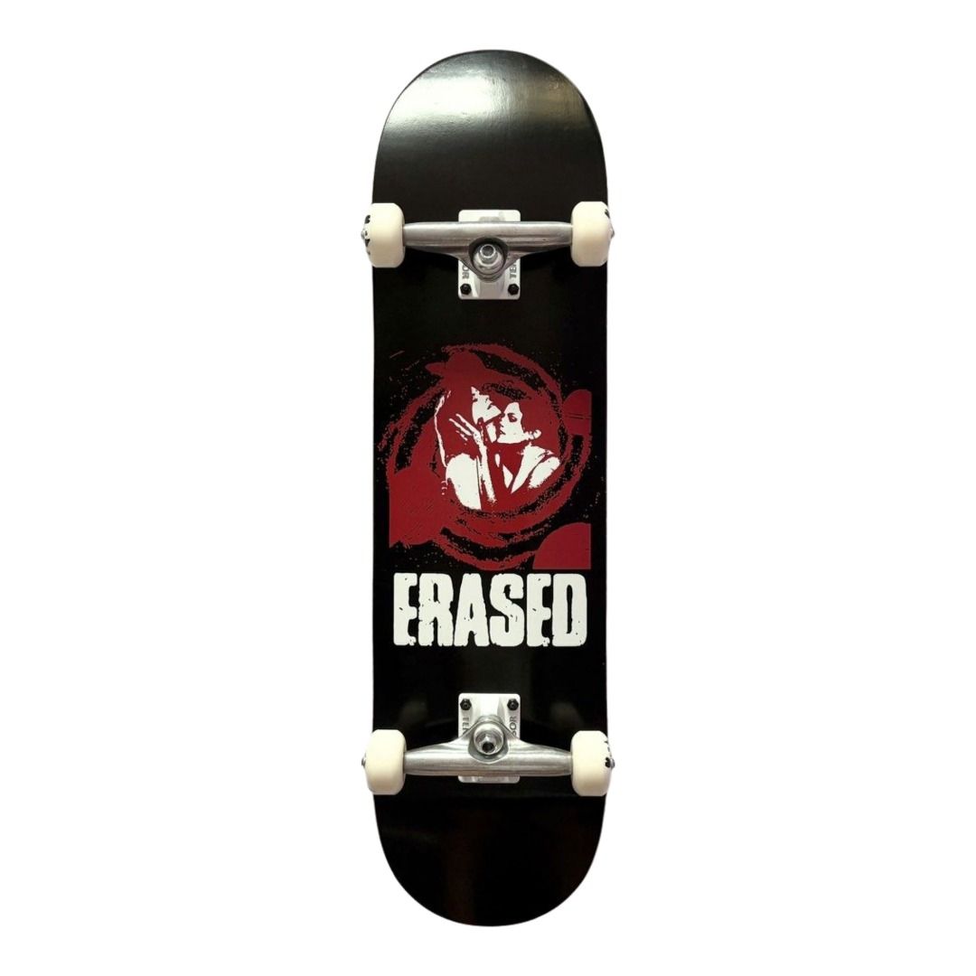 Erased “Red Girls” 8.25” x 31.5” Custom Skateboard Complete — underside graphic view