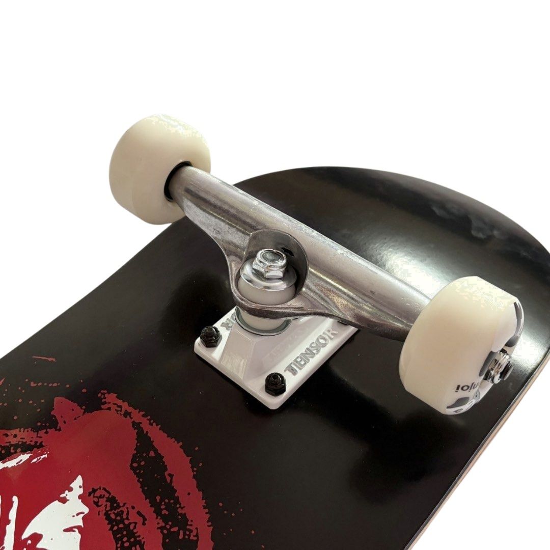 Erased “Red Girls” 8.25” x 31.5” Custom Skateboard Complete — angled truck detail