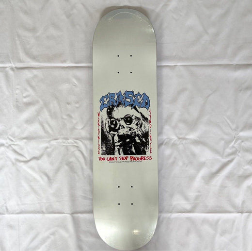 Erased “You Can't Stop Progress White” 8.0” x 31.4” / 8.25” x 31.5” Skateboard Deck - No Grip / 8.0"