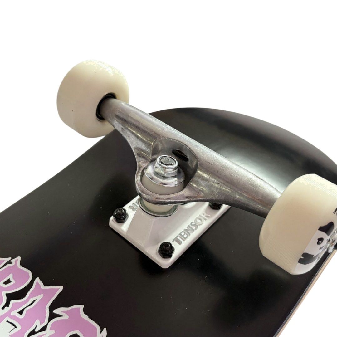 Erased “You Can’t Stop Progress Black” 8.0” x 31.4” / 8.25” x 31.5” Custom Skateboard Complete — angled truck detail