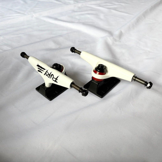 Fury White and Black 8.0”/8.25” Double Hollow Skateboard Trucks - 8.0"