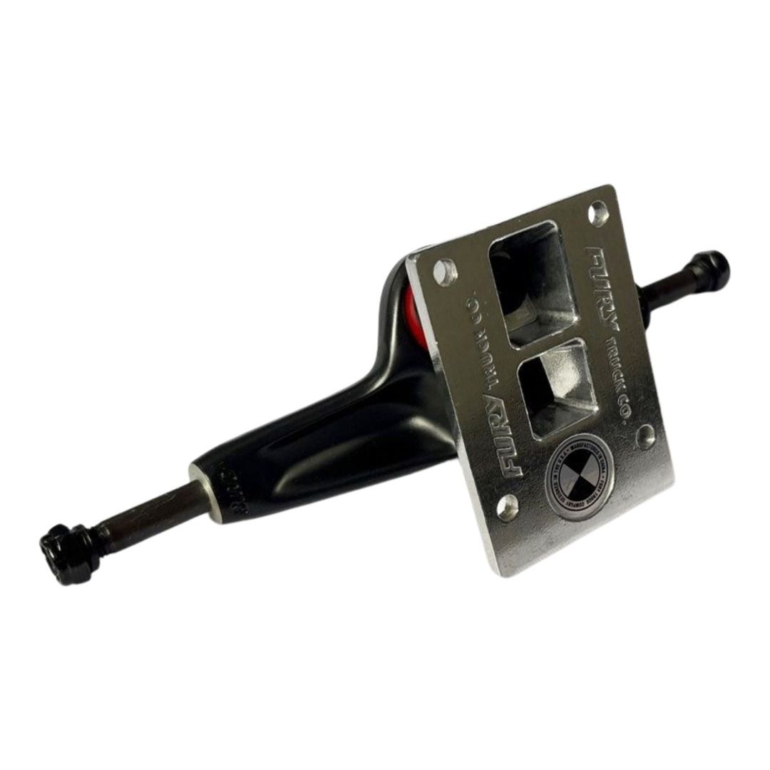 Fury "Black and Silver" 5.25” / 5.5” Double Hollow Skateboard Trucks — baseplate underside view