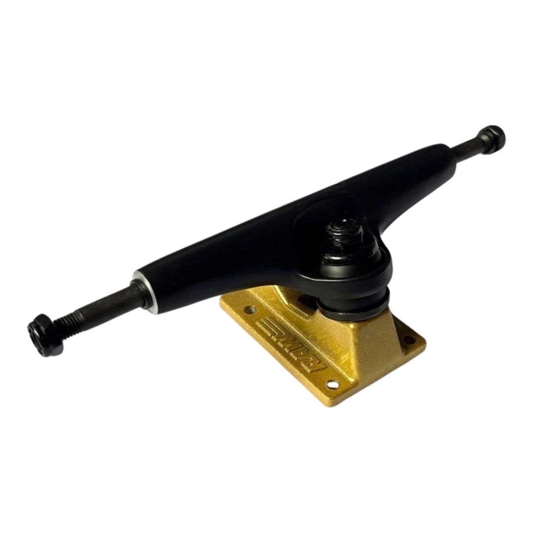Fury "Gold and Black" 5.25” / 5.5” Double Hollow Skateboard Trucks — baseplate underside view