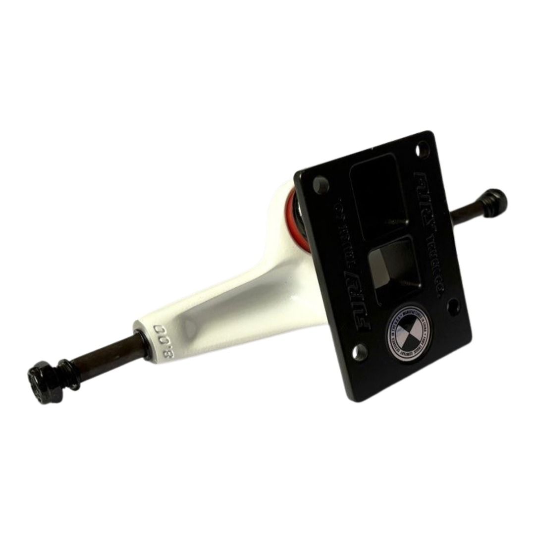 Fury “White and Black” 5.25”/5.5” Double Hollow Skateboard Trucks — baseplate underside view