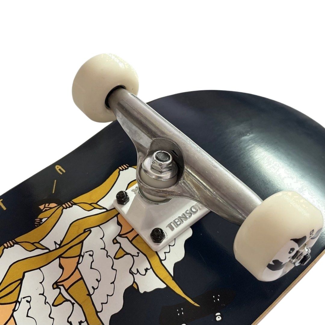 Magenta “Can” 8.125” x 31.75” Custom Skateboard Complete — angled truck detail