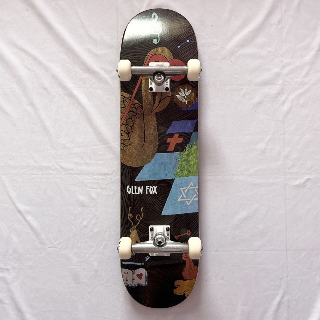 Magenta “Judaism” 8.25” x 31.75” Glen Fox Model Custom Skateboard Complete