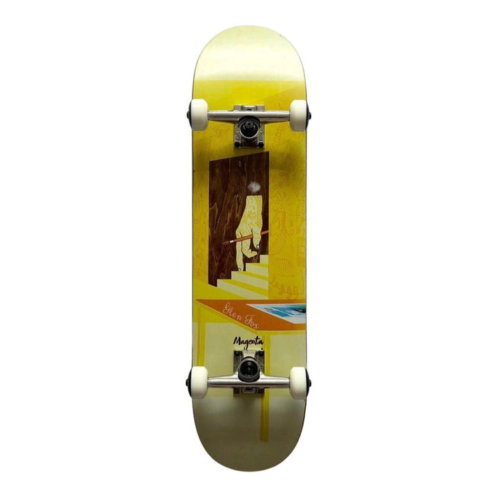 Magenta “Sleep” 7.875” x 31.1” Custom Skateboard Complete — underside graphic view