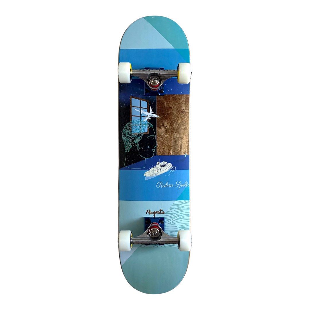 Magenta “Sleep” 7.875″ x 31.25″ Ruben Spelta Pro Model Custom Skateboard Complete