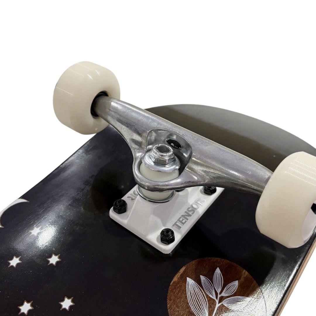 Magenta “Stars” 8.0” x 31.5” Custom Skateboard Complete — angled truck detail