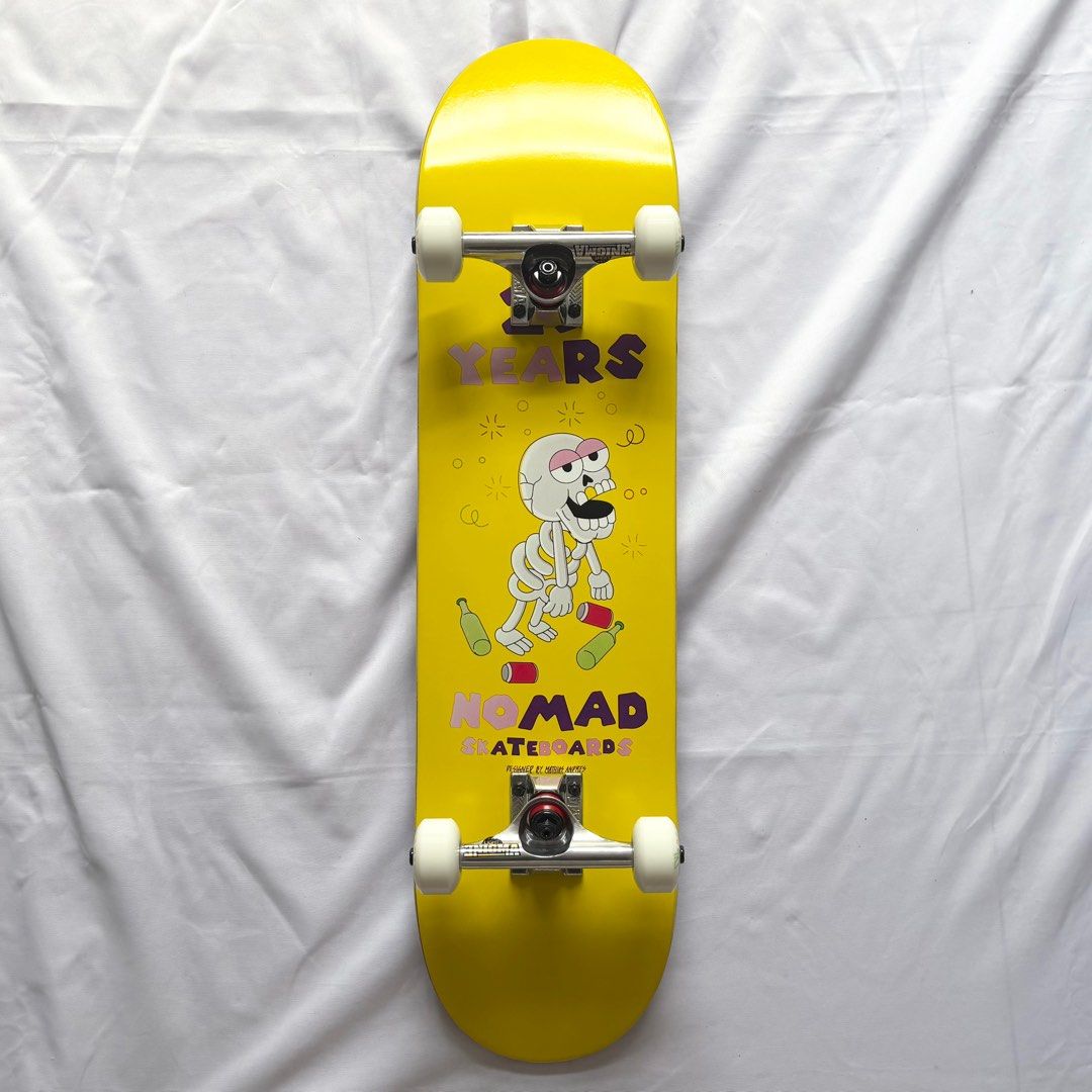 Nomad “Drunk Yellow” 7.875” x 31.5” Custom Skateboard Complete