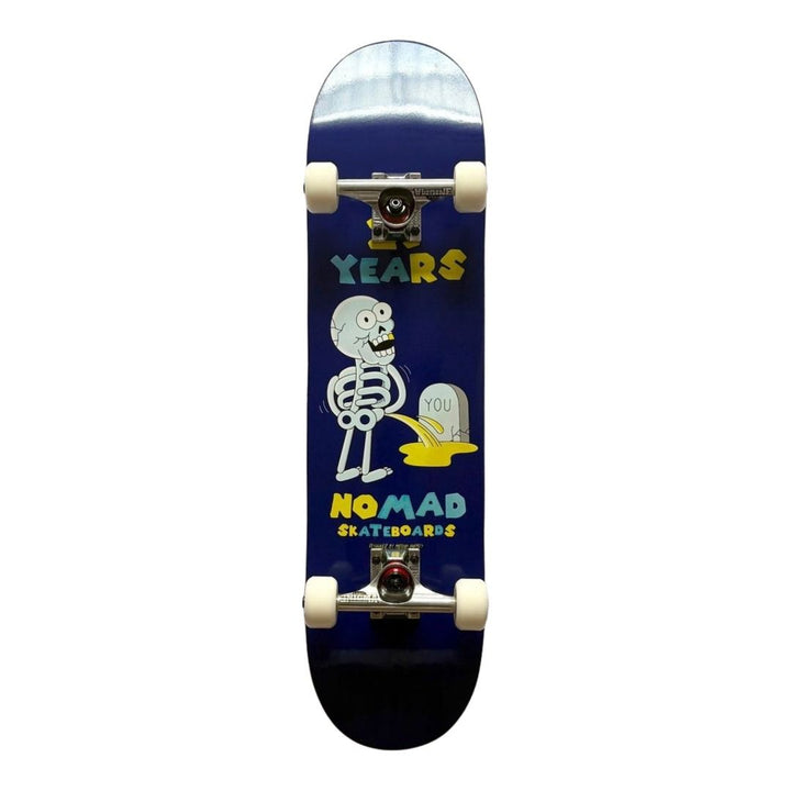 Nomad “Piss” 7.875” x 31.25” Custom Skateboard Complete — underside graphic view