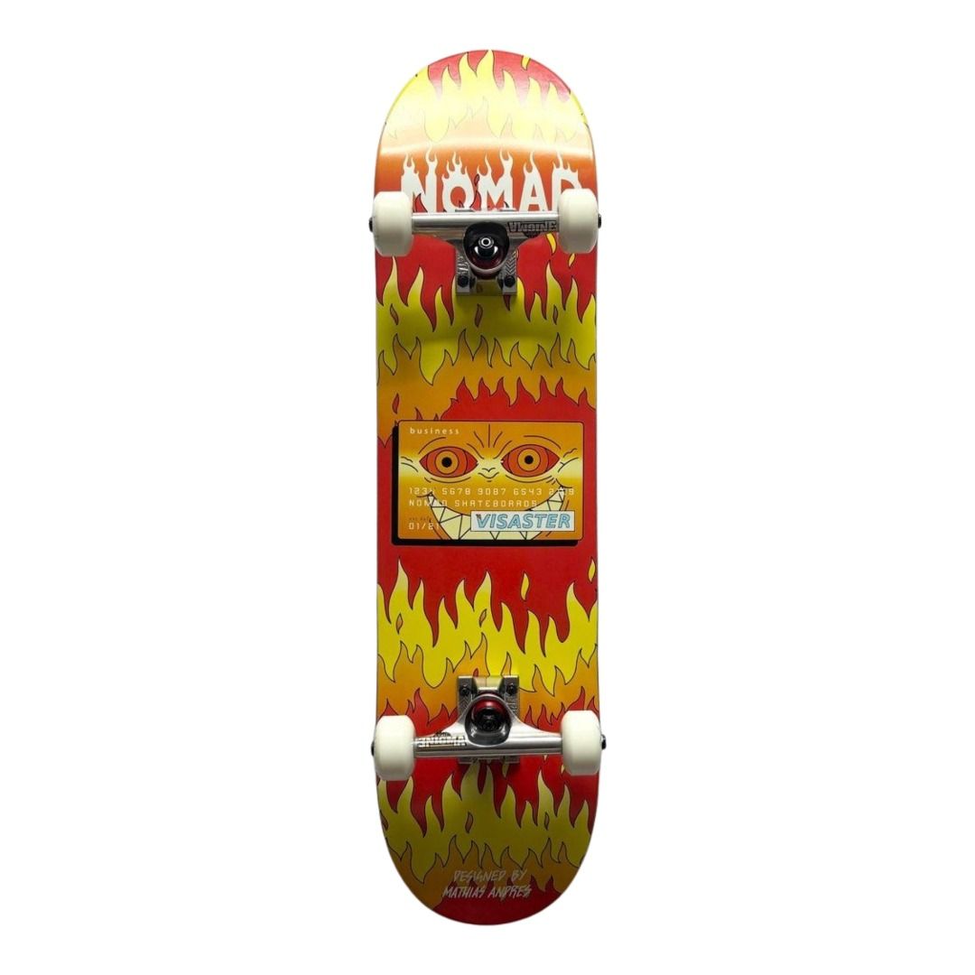 Nomad “Visaster” 7.75” Custom Skateboard Complete — underside graphic view