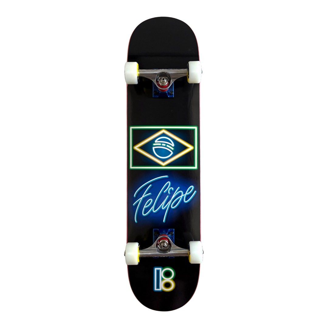 Plan B “Neon Flag” 7.75″ x 31.62″ Felipe Gustavo Pro Model Custom Skateboard Complete