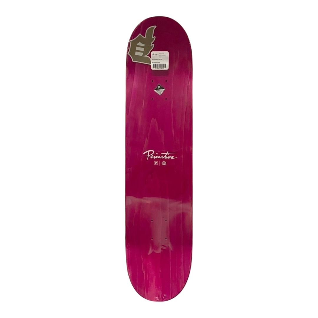 Primitive “Burgundy Slant” 8.0” x 31.75” Skateboard Deck — top-ply view