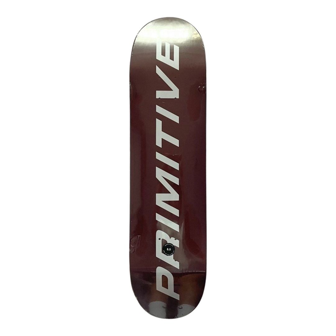 Primitive “Burgundy Slant” 8.0” x 31.75” Skateboard Deck — underside graphic view