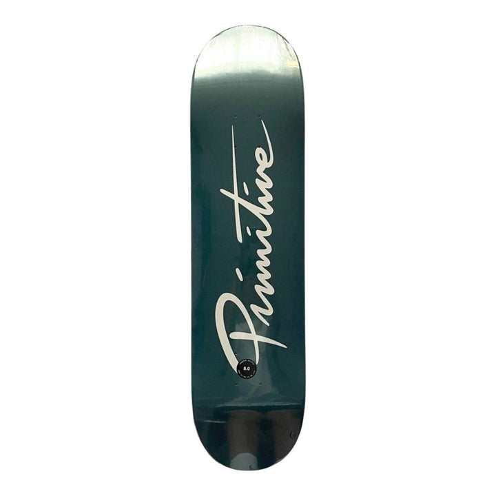 Primitive “Navy Signature” 8.0” x 31.75” Skateboard Deck — underside graphic view