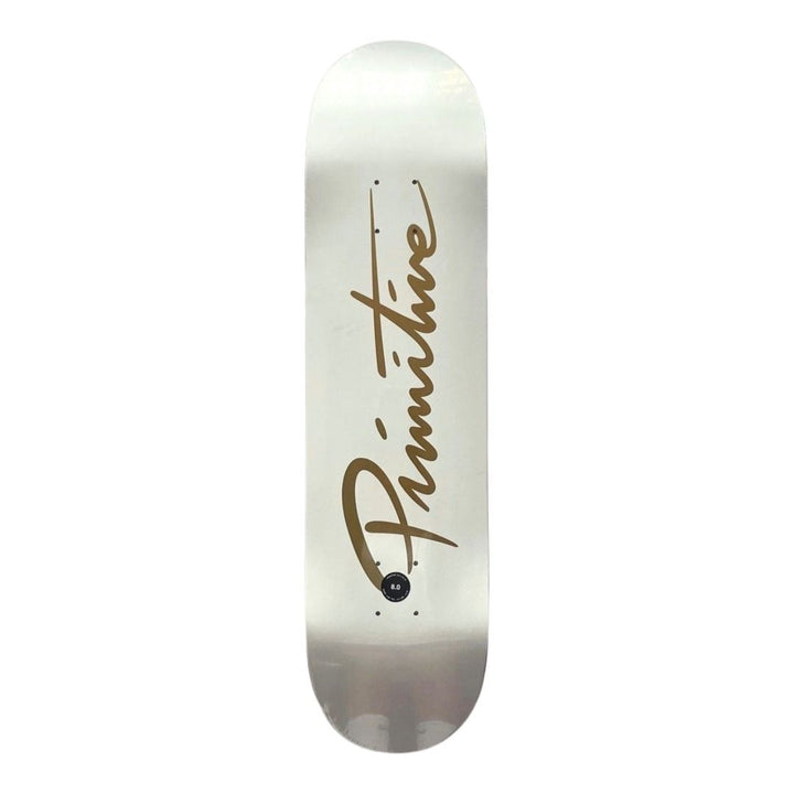 Primitive “White Signature” 8.0” Skateboard Deck — underside graphic view