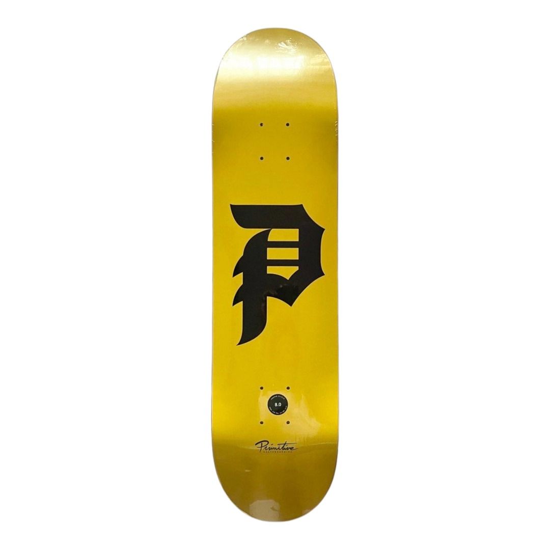 Primitive “Yellow Core” 8.0” Skateboard Deck — underside graphic view
