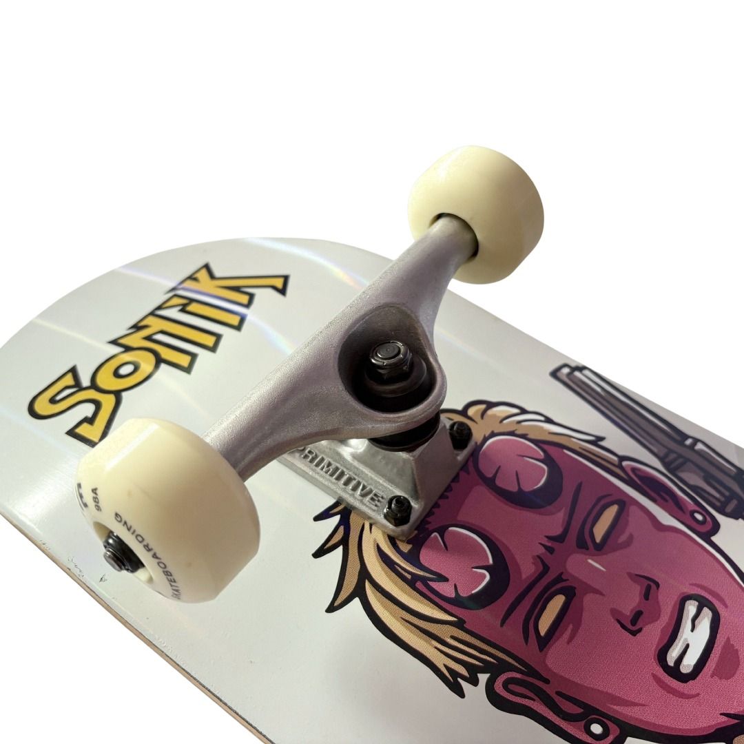 Shox “Shooter” 8.0” Custom Skateboard Complete — angled truck detail