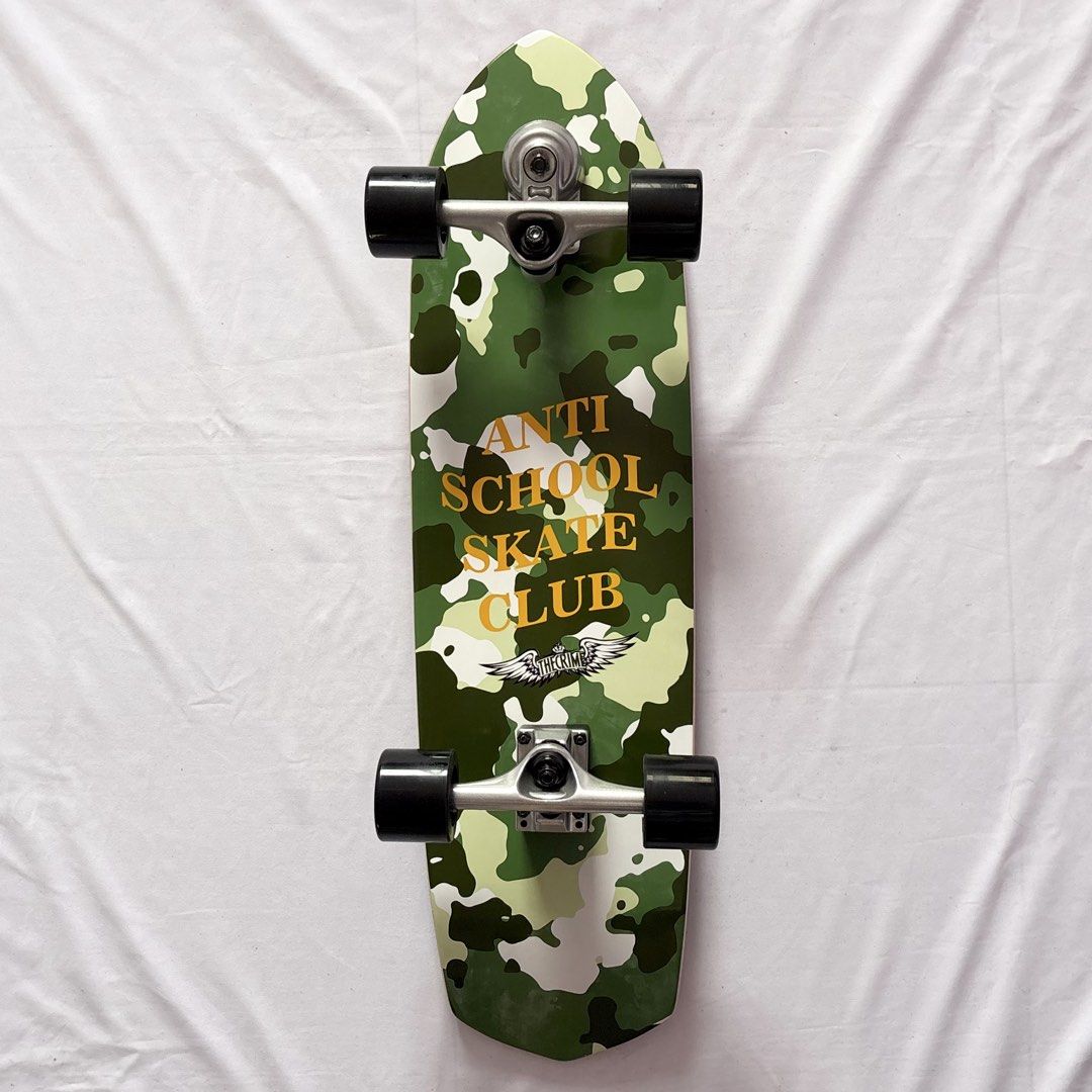 Sk8crime “Anti School Skate Club” 8.75” x 31.75” Surfskate Cruiser Skateboard Complete