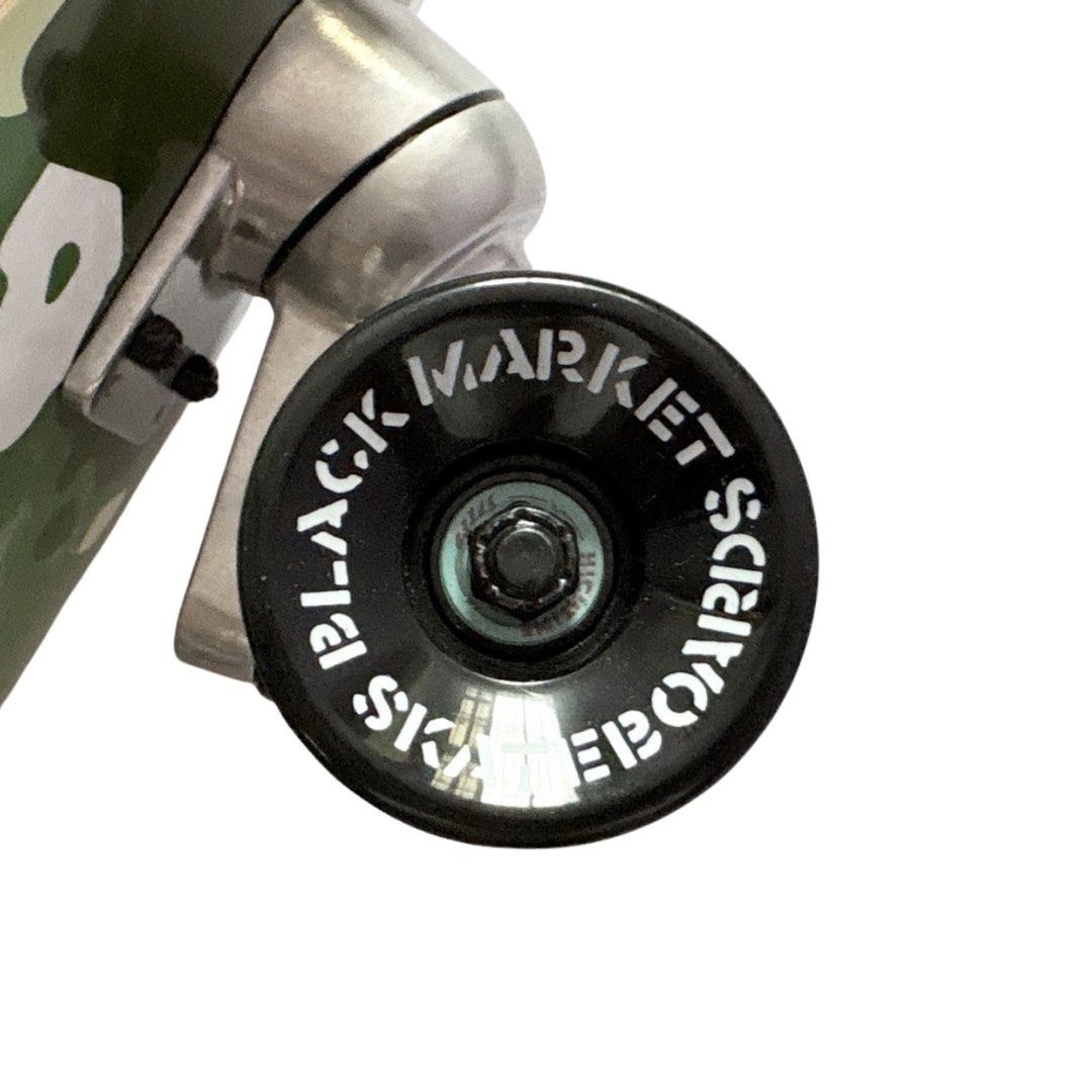 Sk8crime “Anti School Skate Club” 8.75” x 31.75” Surfskate Cruiser Skateboard Complete — wheel close-up