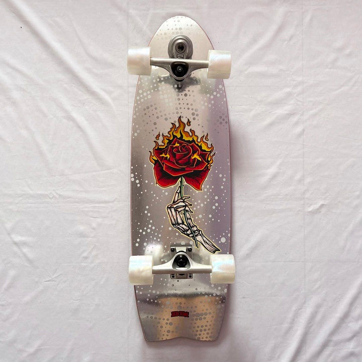 Sk8crime “Burning Flower” 10” x 32” Surfskate Cruiser Skateboard Complete