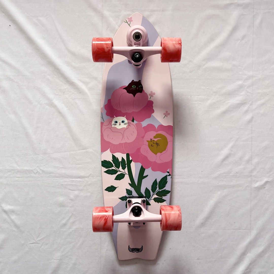 Sk8crime “Cats” 8.5” x 28.75” Surfskate Cruiser Skateboard Complete