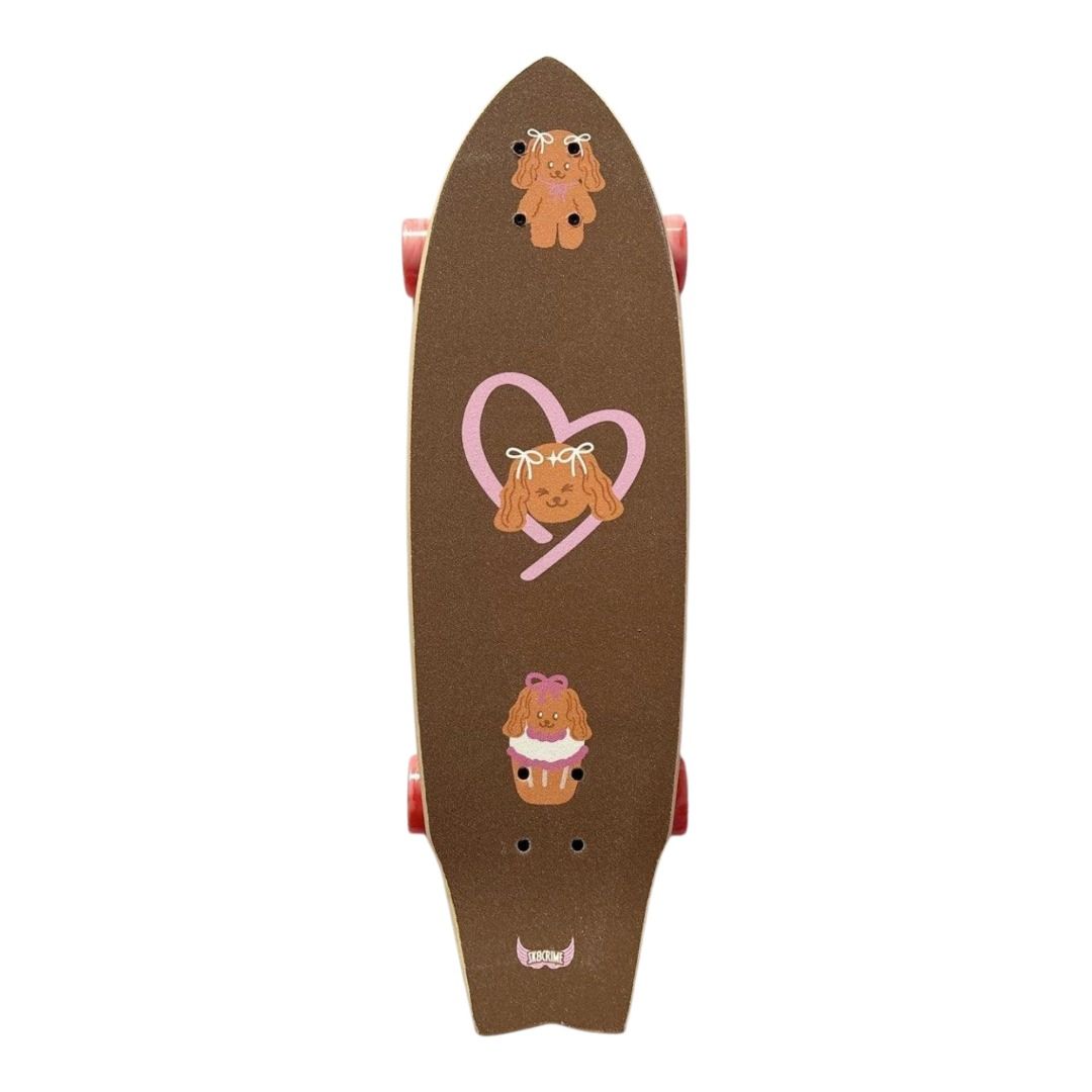 Sk8crime “Cats” 8.5” x 28.75” Surfskate Cruiser Skateboard Complete — grip-tape top view