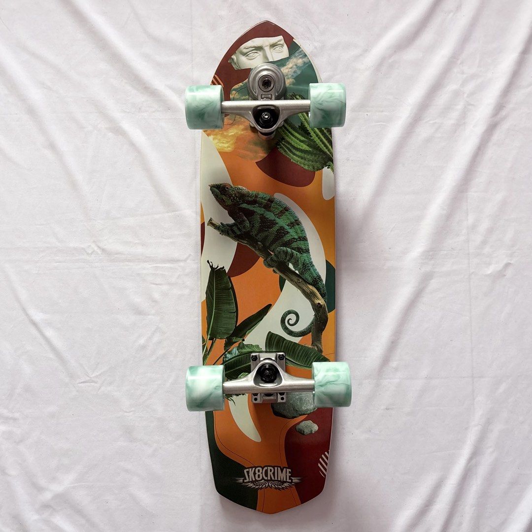 Sk8crime “Chameleons” 8.75” x 31.75” Surfskate Cruiser Skateboard Complete