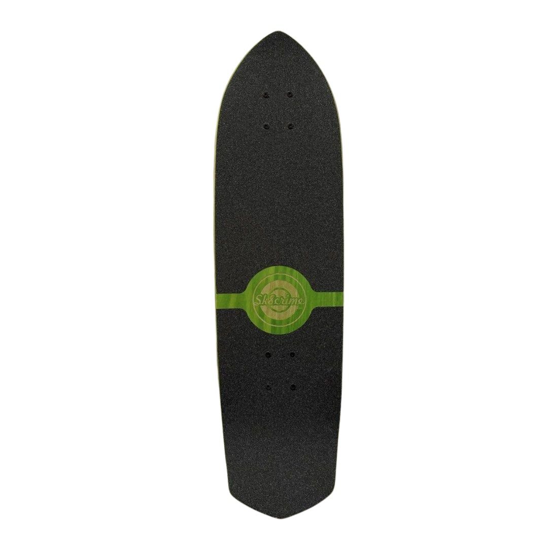 Sk8crime “Chameleons” 8.75” x 31.75” Surfskate Cruiser Skateboard Complete — grip-tape top view