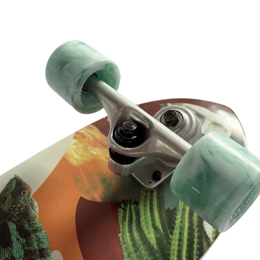 Sk8crime “Chameleons” 8.75” x 31.75” Surfskate Cruiser Skateboard Complete — front truck detail