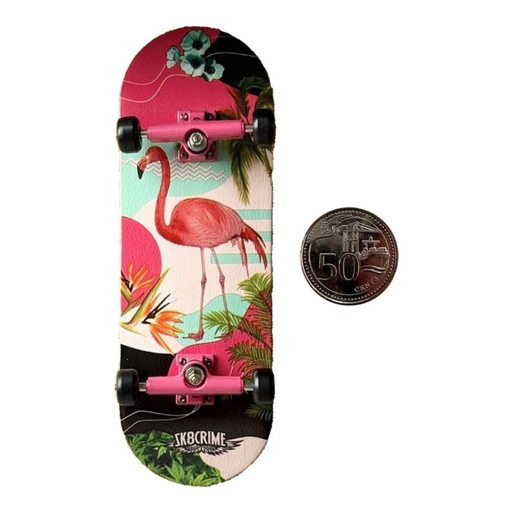 Sk8crime “Flamingo” 32mm Fingerboard Complete — underside complete view