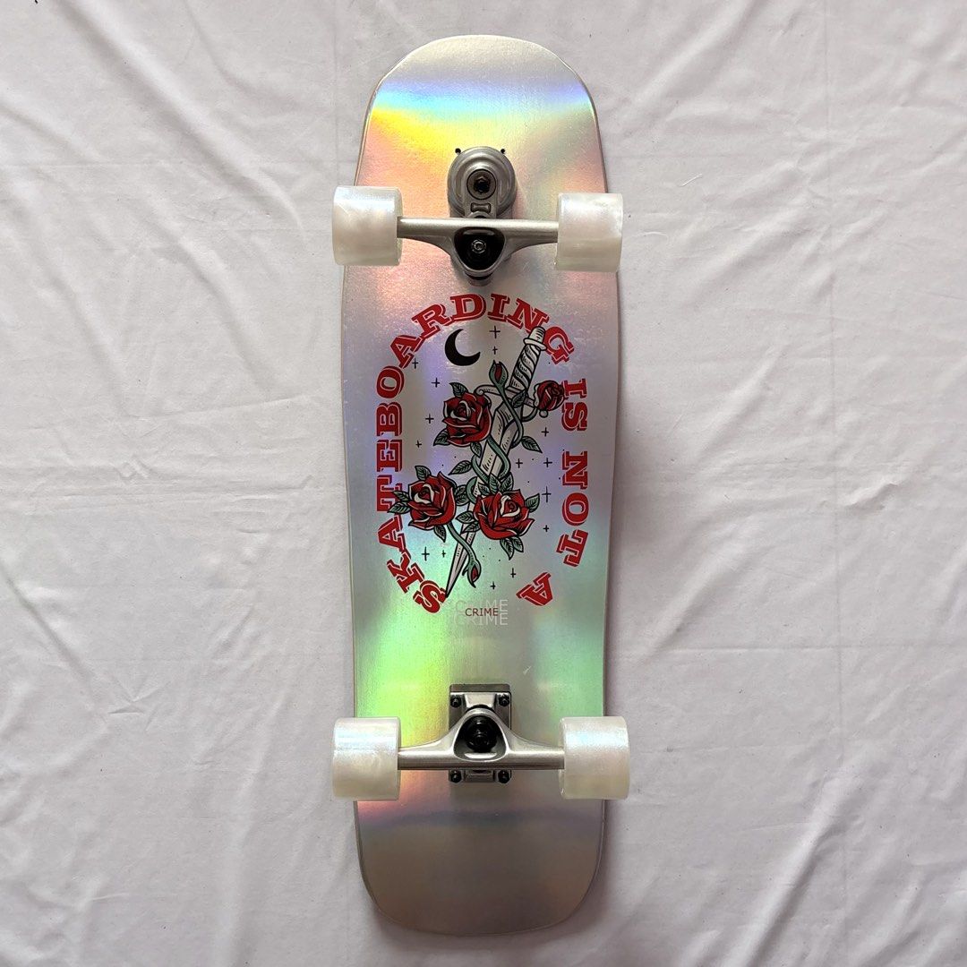 Sk8crime “Sword and Roses” 9.5” x 32” Surfskate Cruiser Skateboard Complete