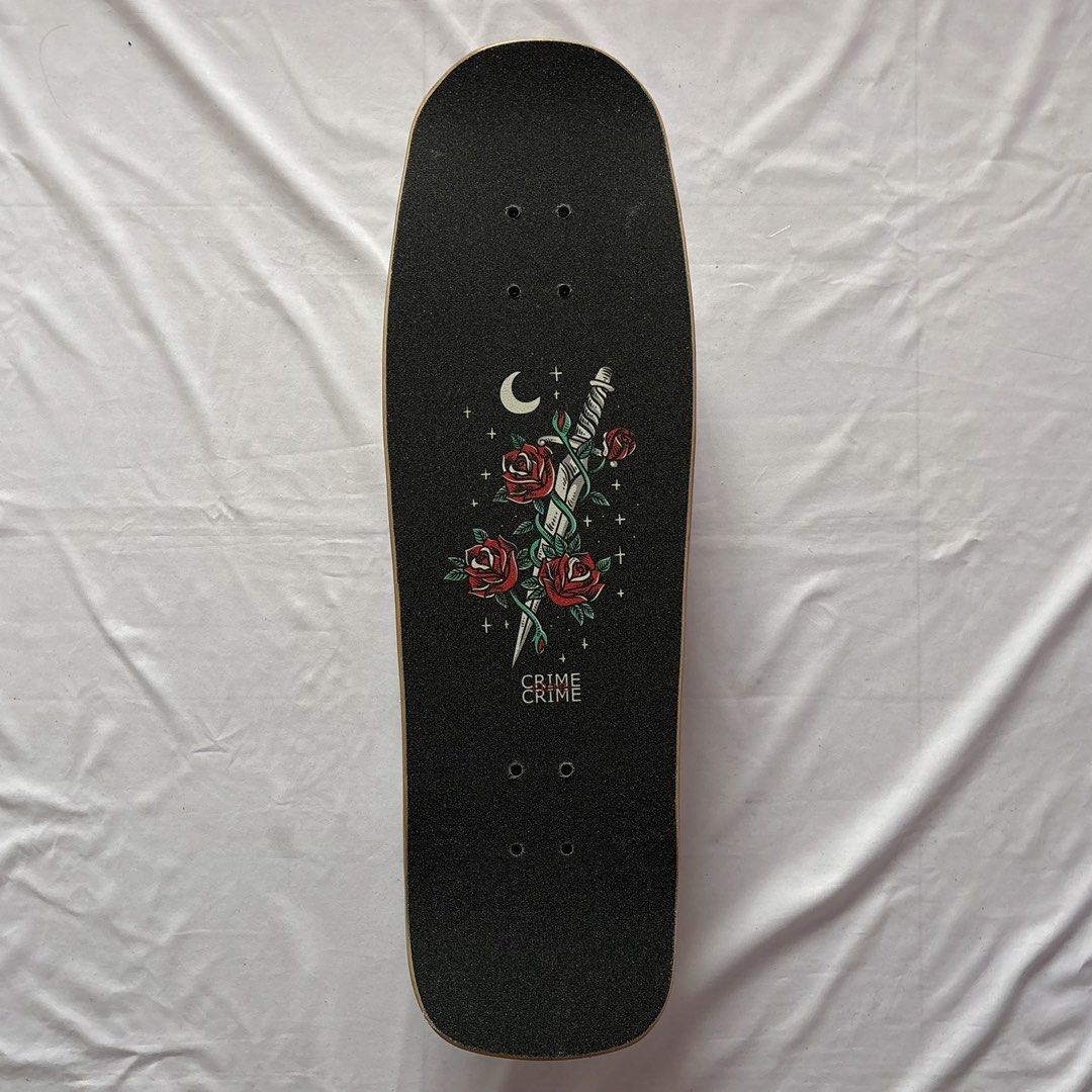 Sk8crime “Sword and Roses” 9.5” x 32” Surfskate Cruiser Skateboard Complete