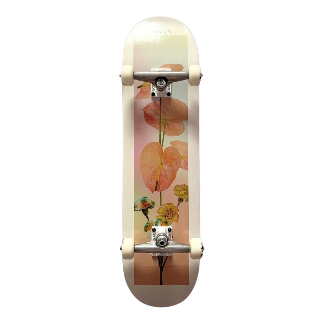 Sovrn “Flowers” 8.25” x 31.75” Custom Skateboard Complete — underside graphic view