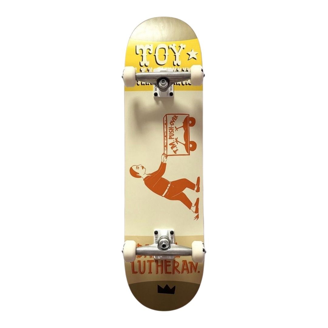 Toy Machine “Cart” 8.38” x 32.1” Daniel Lutheran Model Custom Skateboard Complete — underside graphic view
