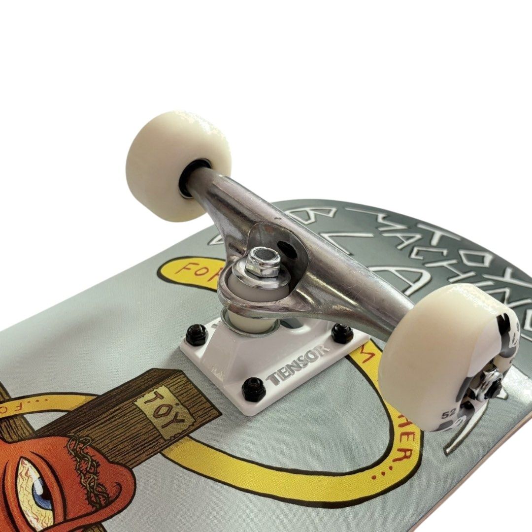 Toy Machine “Cross” 8.0” x 31.65” Blake Carpenter Model Custom Skateboard Complete — angled truck detail