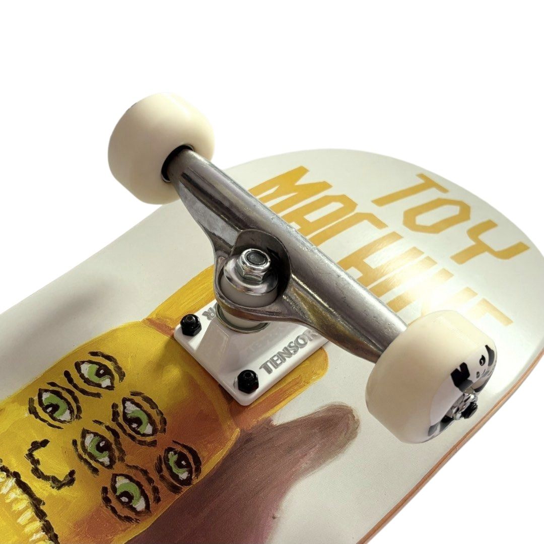 Toy Machine “Yellow Mascot” 8.06” x 31.9” Jeremy Lebras Model Custom Skateboard Complete — angled truck detail