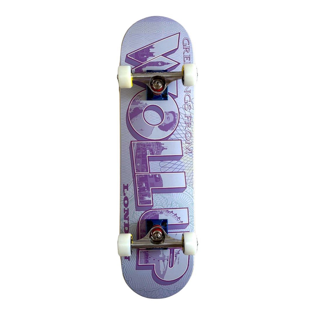Wollup x Currency Series “London” 7.5″ x 29.25″ Custom Kids Skateboard Complete